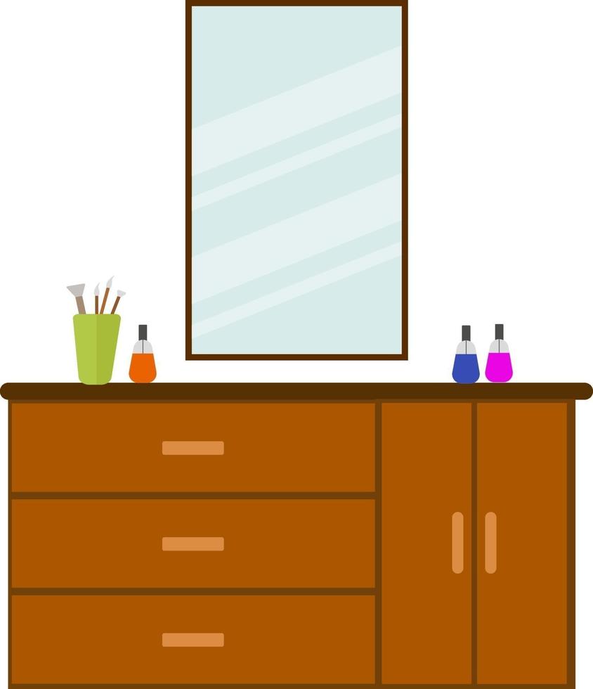 Dressing table, illustration, vector on a white background.