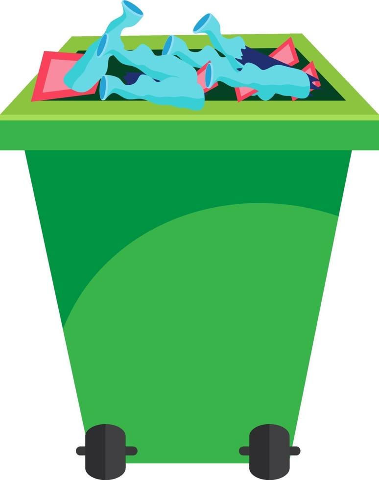 Can full of trash, illustration, vector on a white background.