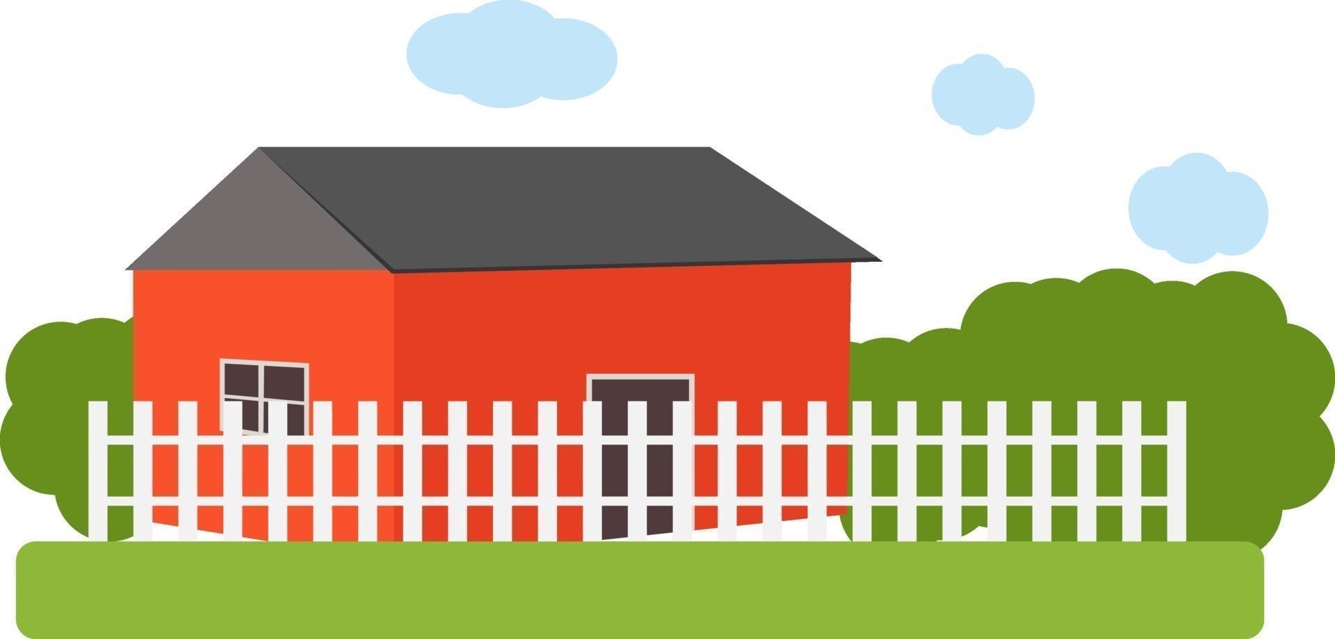 Farm house, illustration, vector on a white background.
