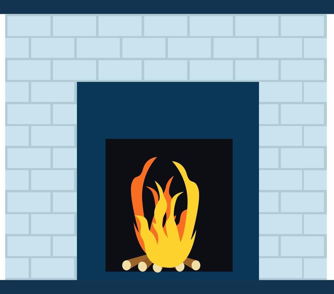 Fire place, illustration, vector on a white background.