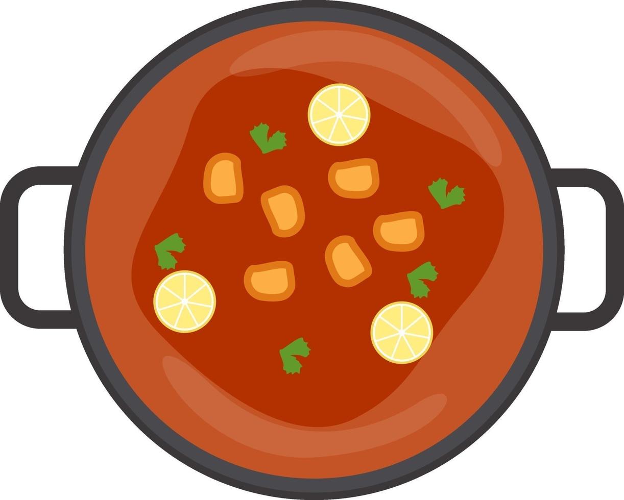 comida en una olla, ilustración, vector sobre fondo blanco.