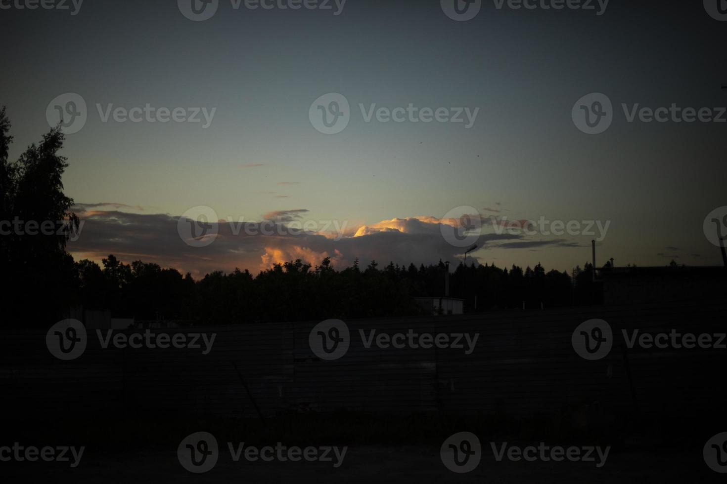 Sunset landscape in nature. Evening sky. Wide horizon. photo