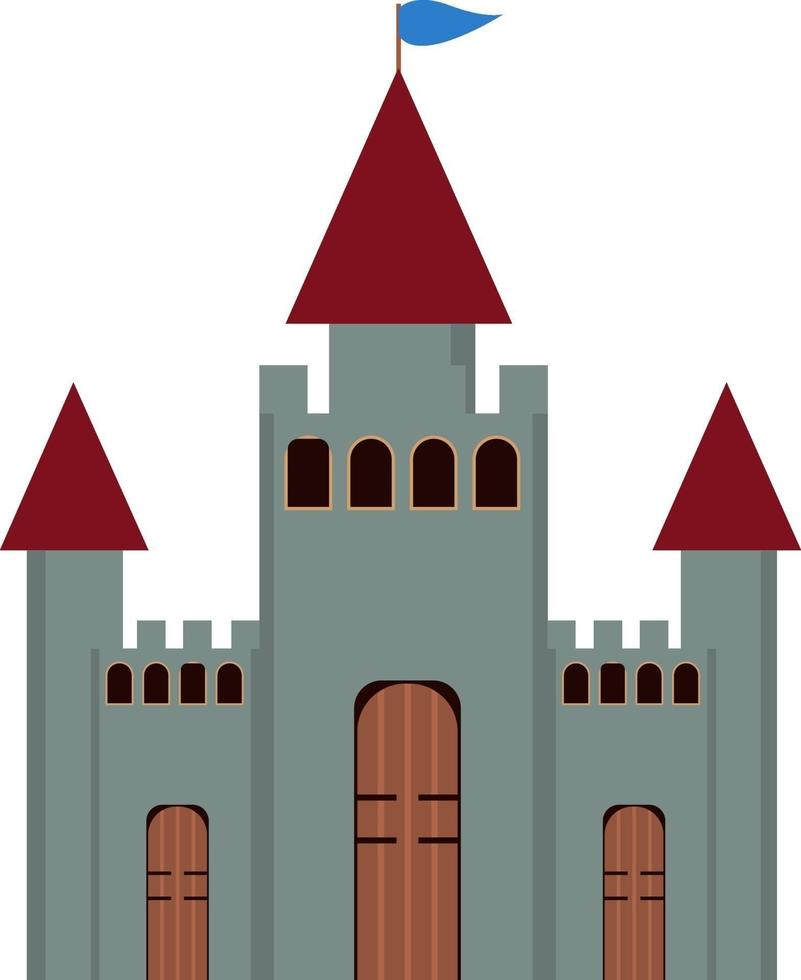 Historical castle, illustration, vector on a white background.