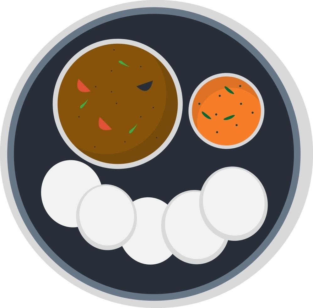 Idli sambhar, illustration, vector on a white background.