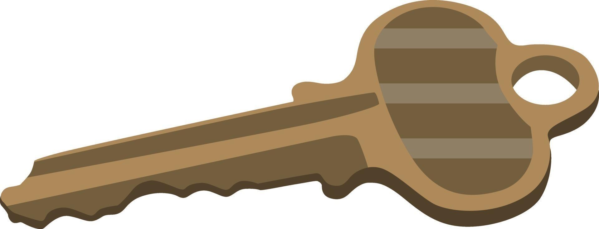 Old key, illustration, vector on a white background.