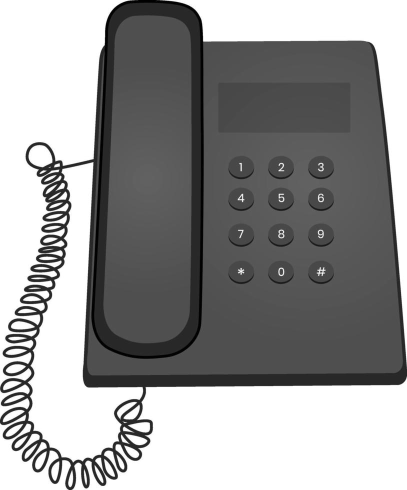 Black old telephone, illustration, vector on a white background.