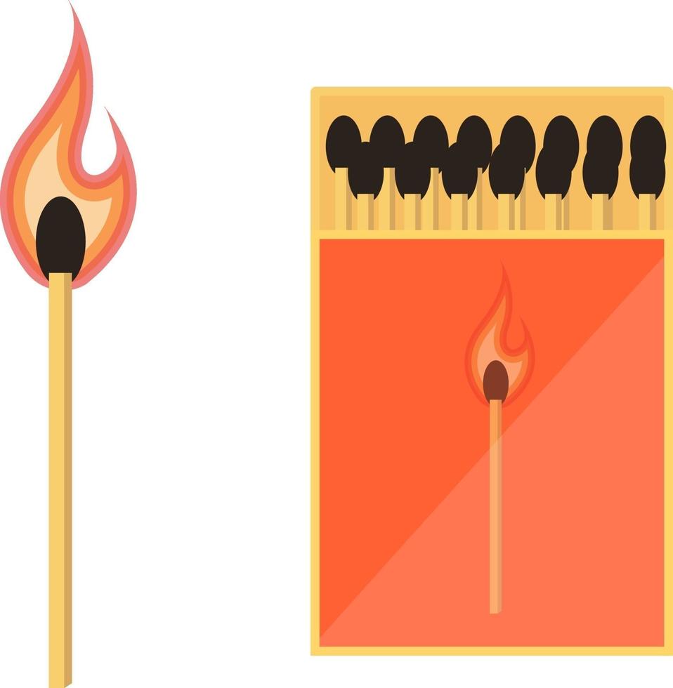 Fire matches, illustration, vector on a white background.