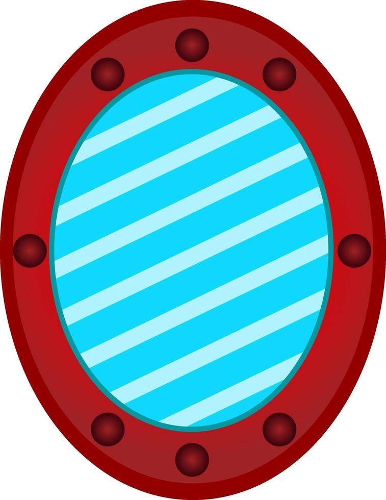 Red oval mirror, illustration, vector on a white background.