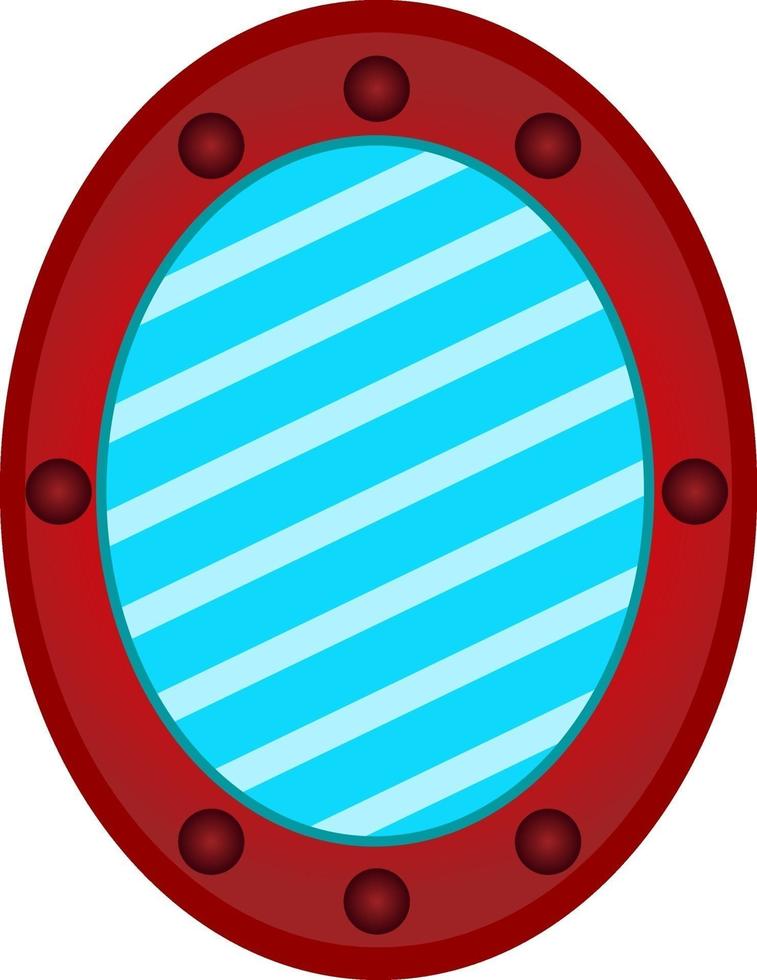 Red oval mirror, illustration, vector on a white background.