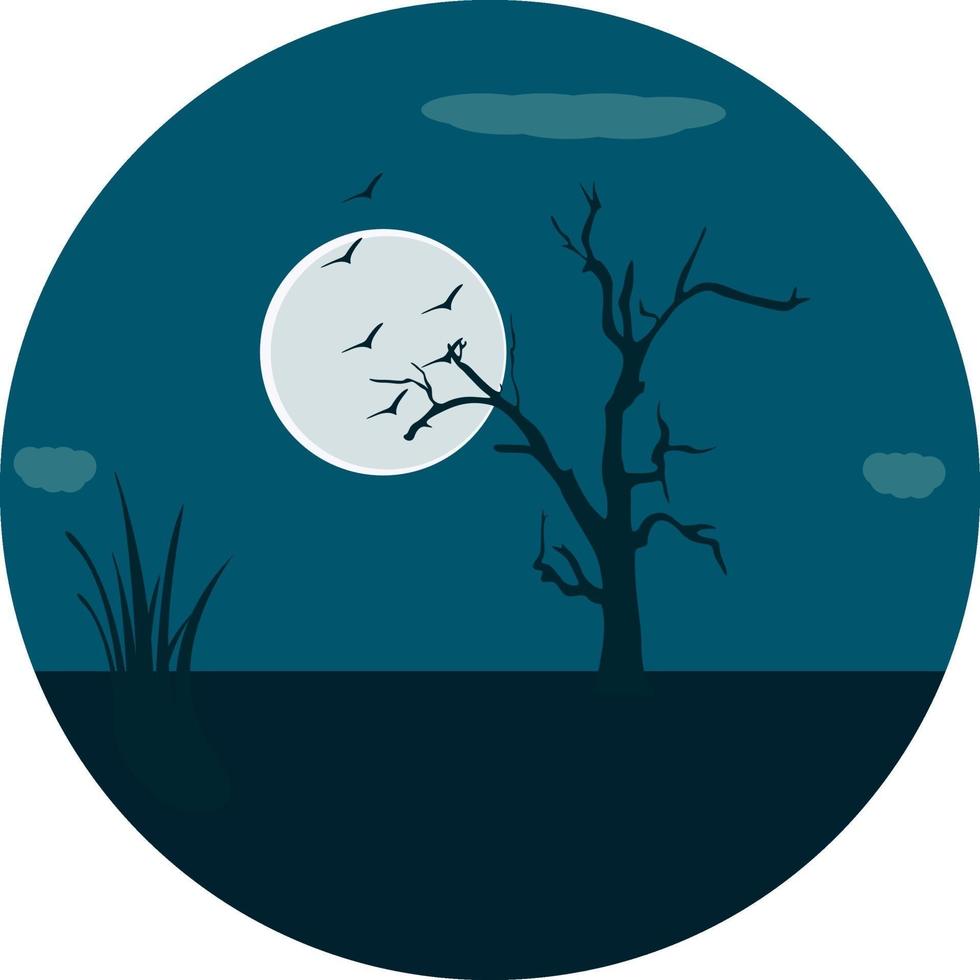 Big moon, illustration, vector on a white background.
