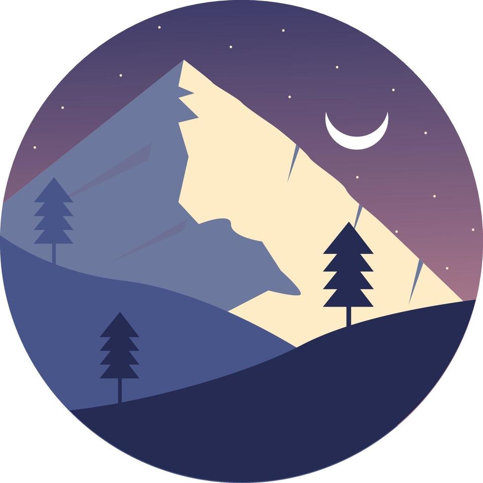 Snowy mountains, illustration, vector on a white background.