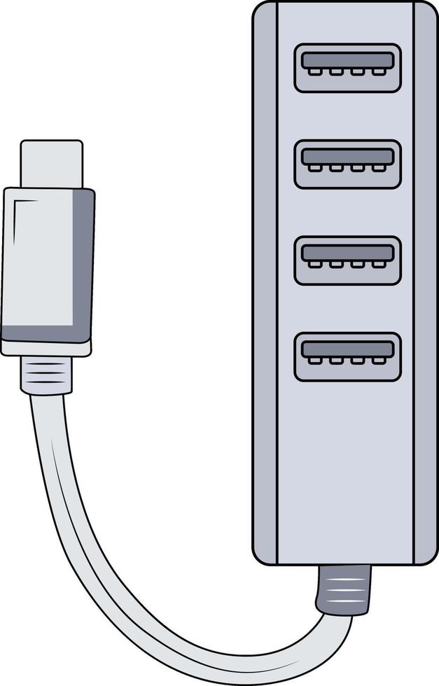 Multi usb cable, illustration, vector on a white background.