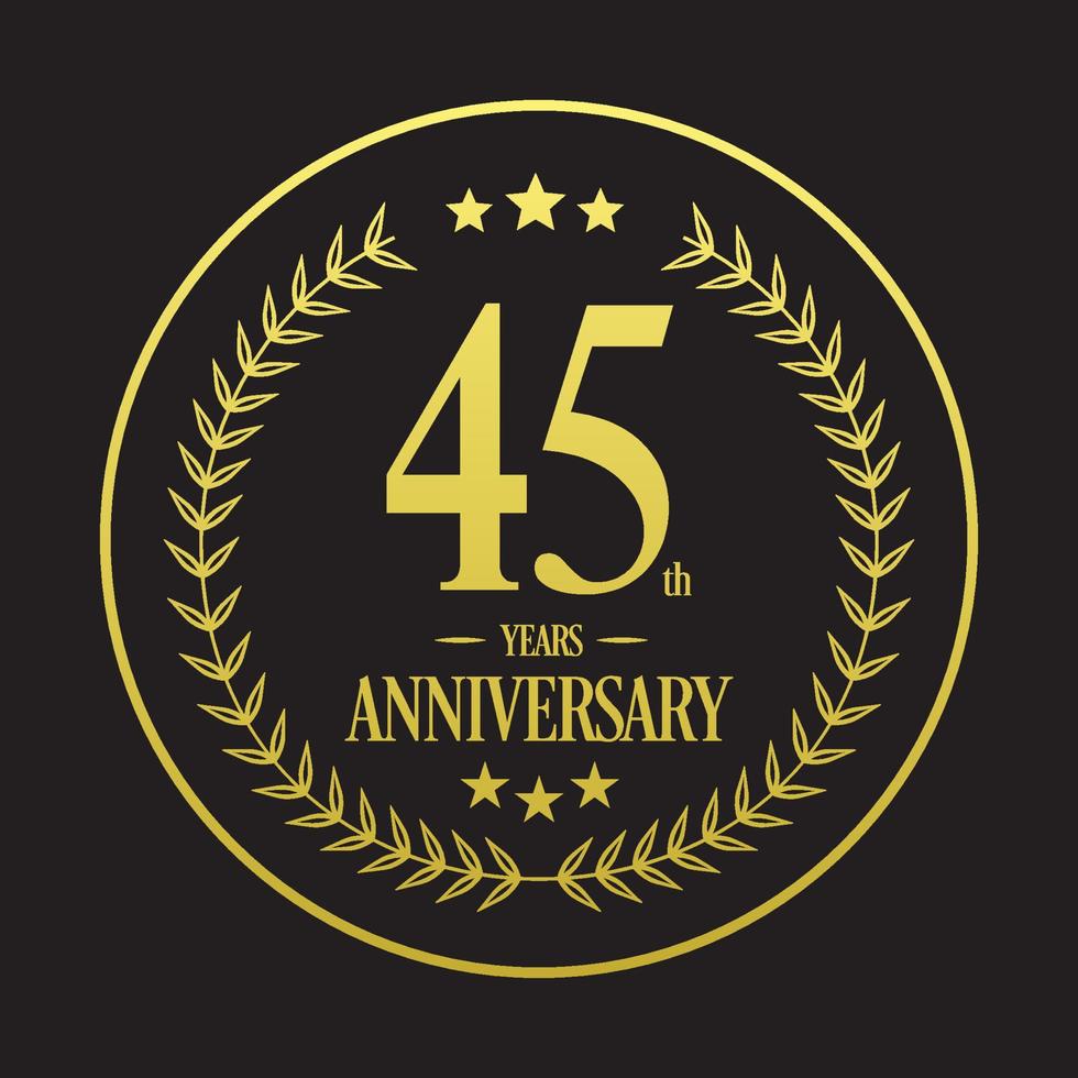 Luxury 45th anniversary Logo illustration vector.Free vector illustration Free Vector