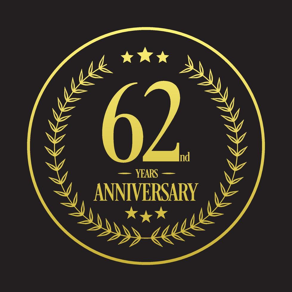 Luxury 62nd anniversary Logo illustration vector.Free vector illustration Free Vector