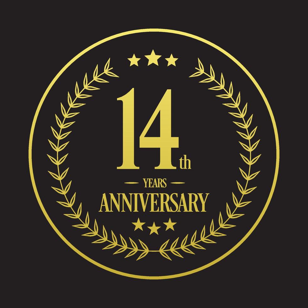 Luxury 14th anniversary Logo illustration vector.Free vector illustration Free Vector