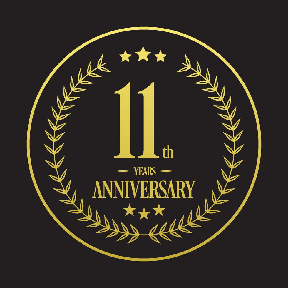 Luxury 11th anniversary Logo illustration vector.Free vector illustration Free Vector