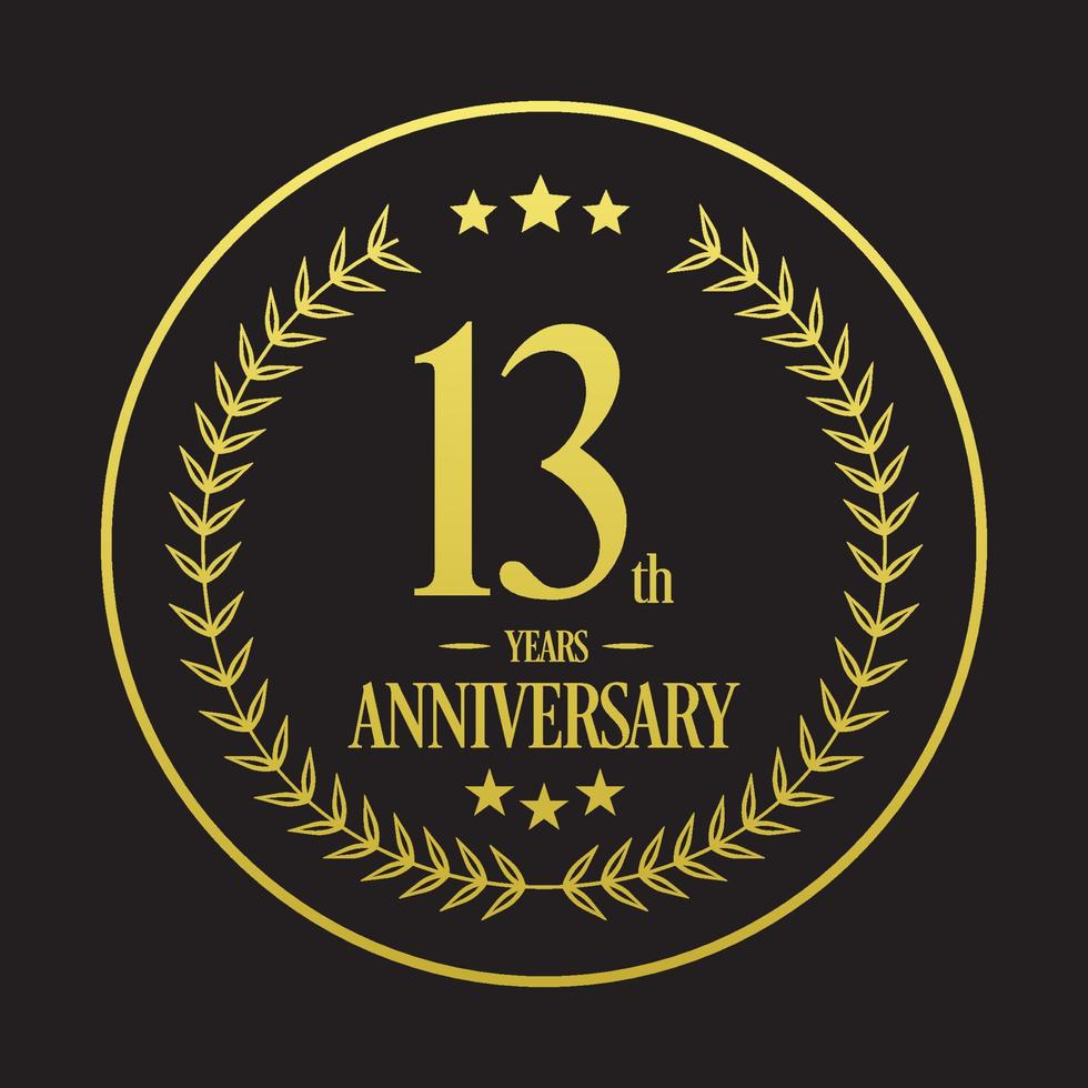 Luxury 13th anniversary Logo illustration vector.Free vector illustration Free Vector