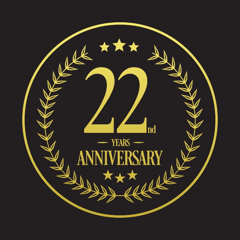 Luxury 22nd anniversary Logo illustration vector.Free vector illustration Free Vector