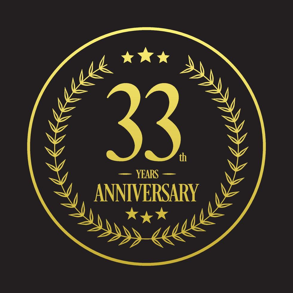 Luxury 33rd anniversary Logo illustration vector.Free vector illustration Free Vector