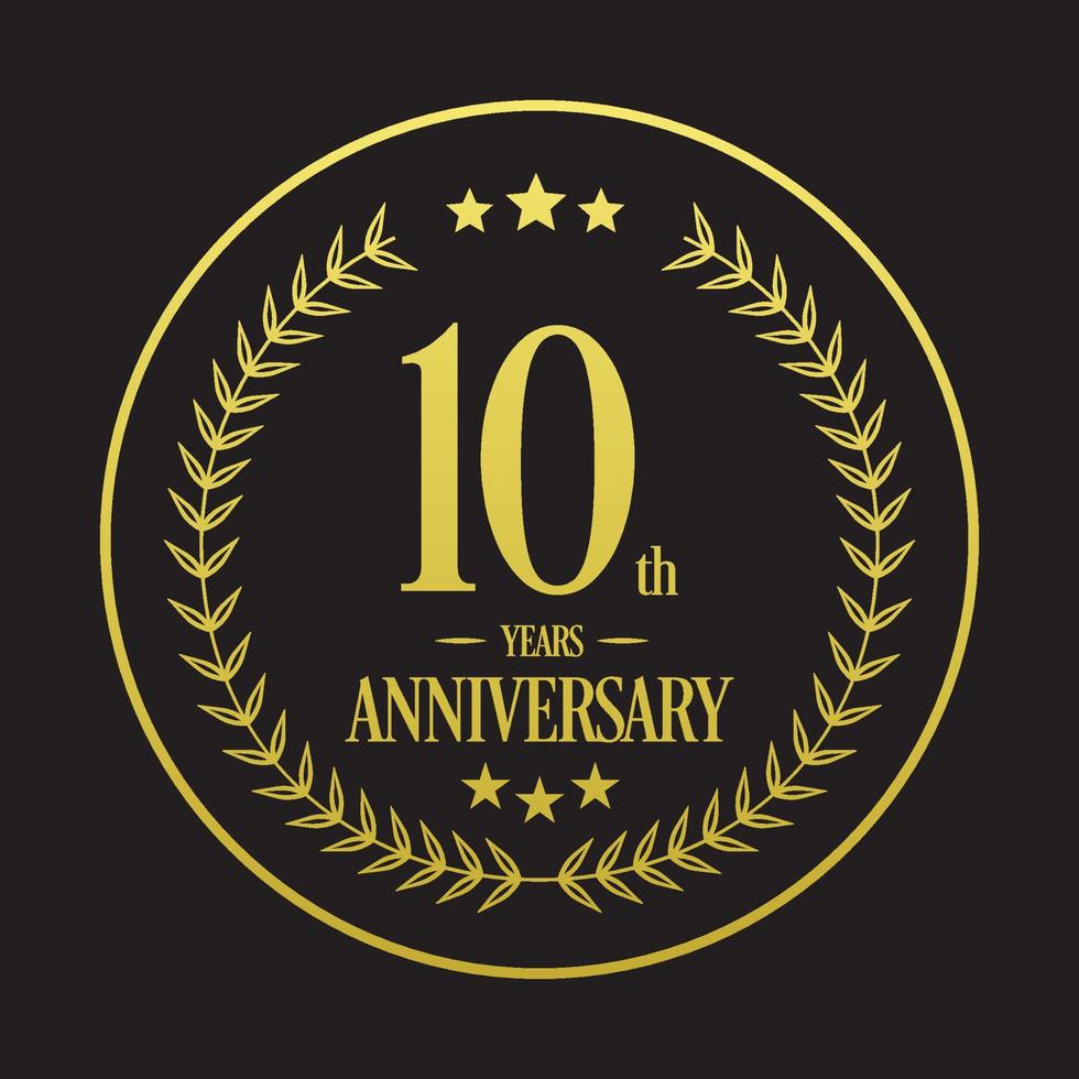 Luxury 10th anniversary Logo illustration vector.Free vector illustration Free Vector