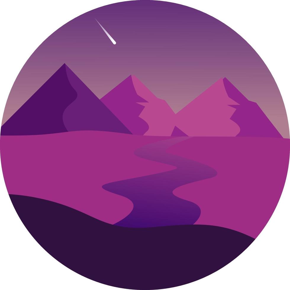 Purple landscape, illustration, vector on a white background.