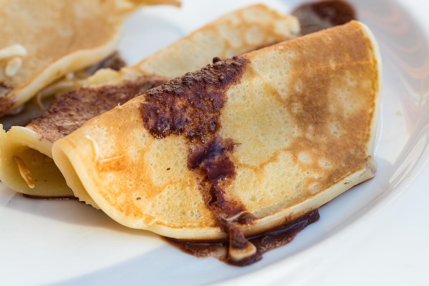 Pancakes with chocolate photo