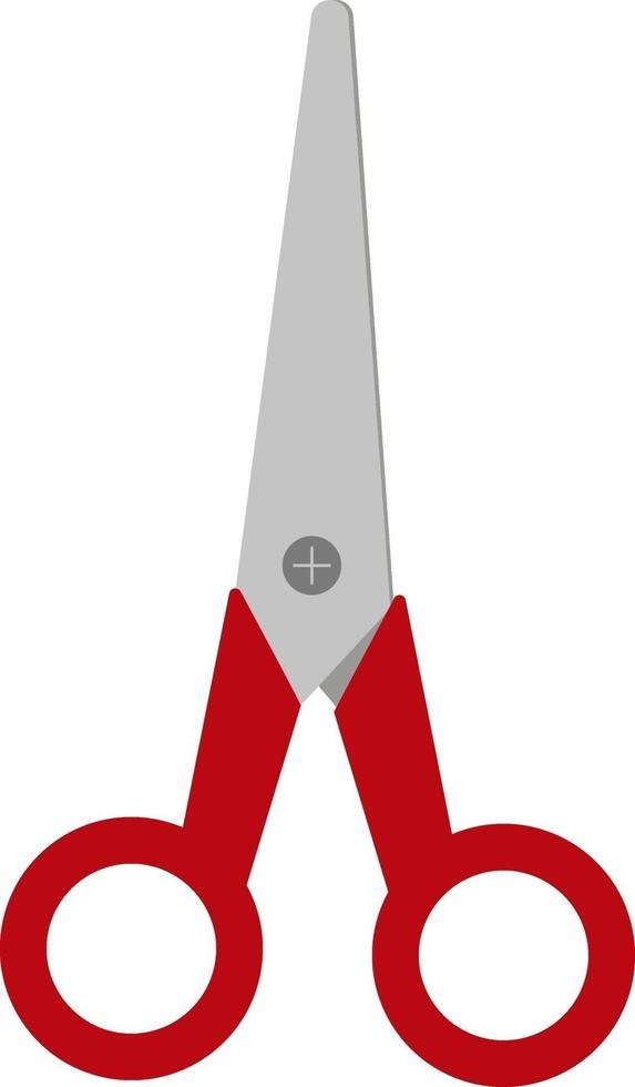 Red scissors, illustration, vector on a white background.