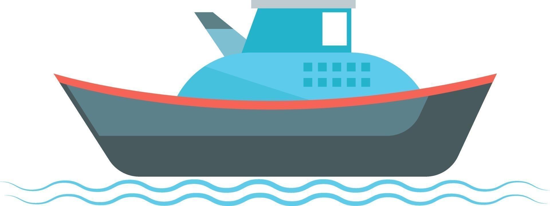 Ship on the sea, illustration, vector on a white background.