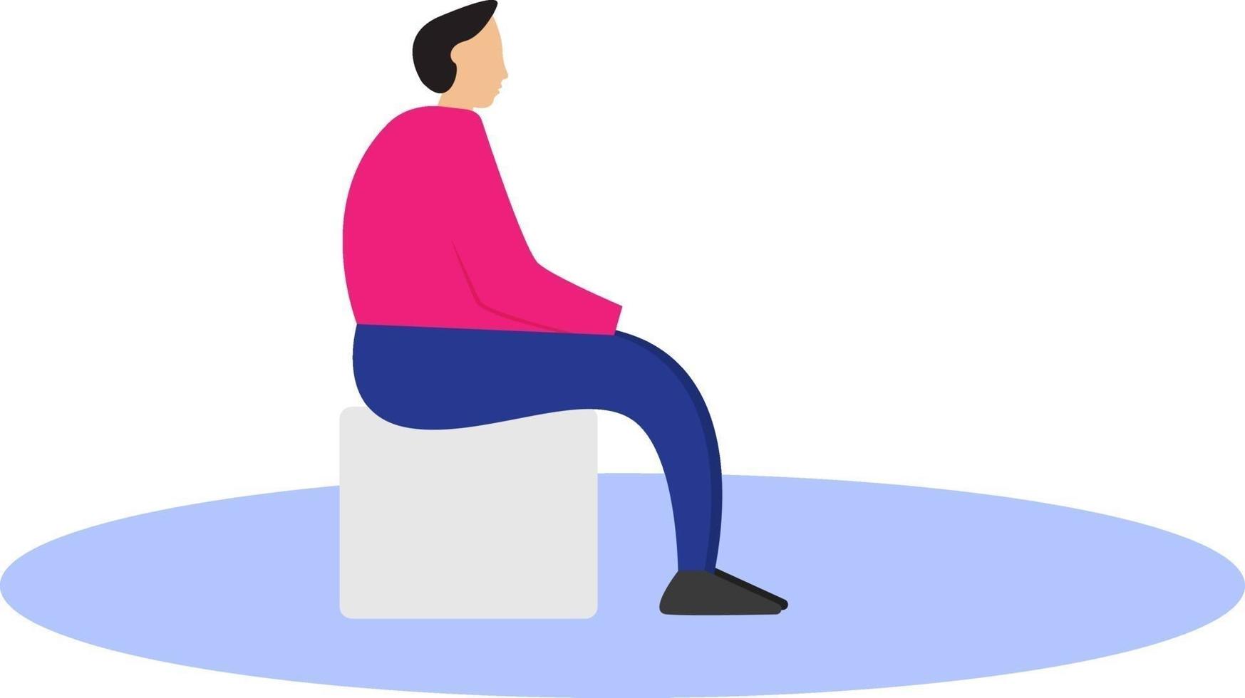 Sitting man, illustration, vector on a white background.