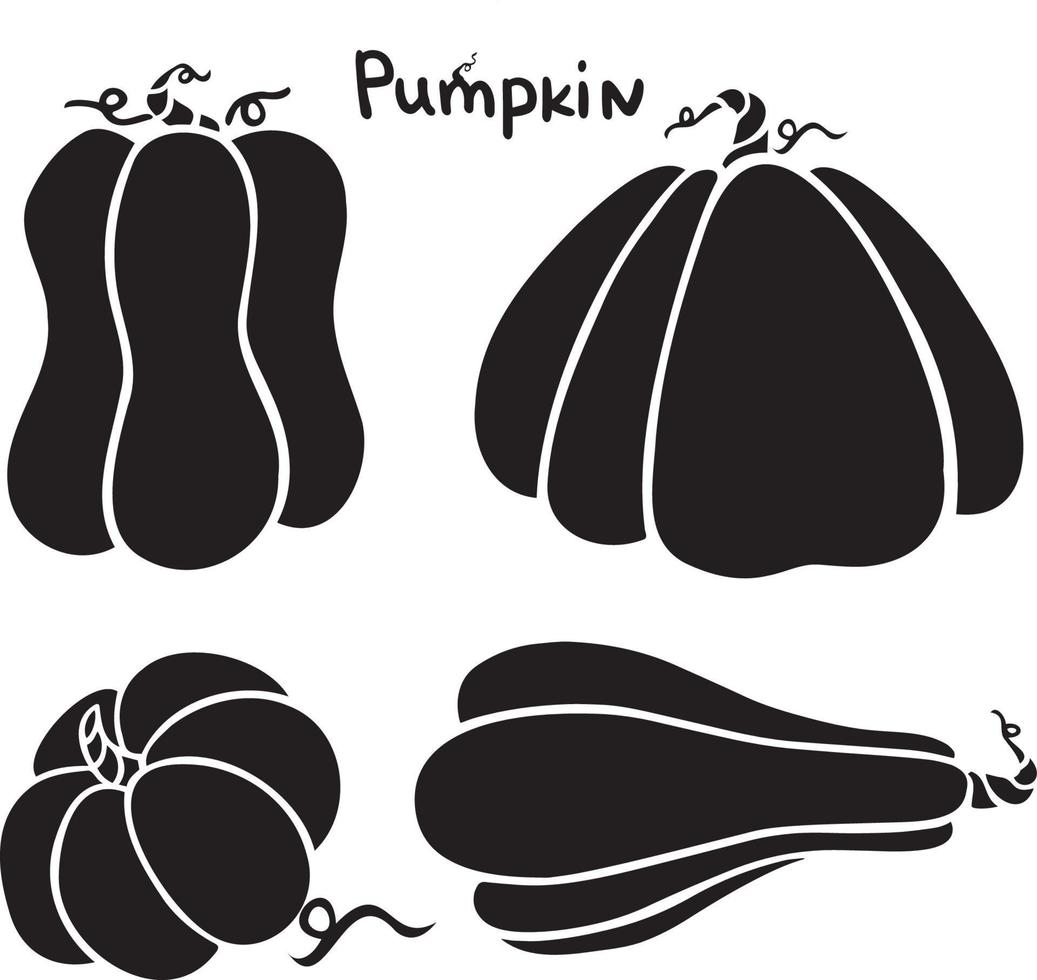 Autumn Halloween or Thanksgiving pumpkin symbol in flat design, simple, outline vector