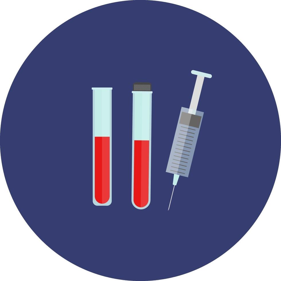 Test tube with injection, illustration, vector on a white background.