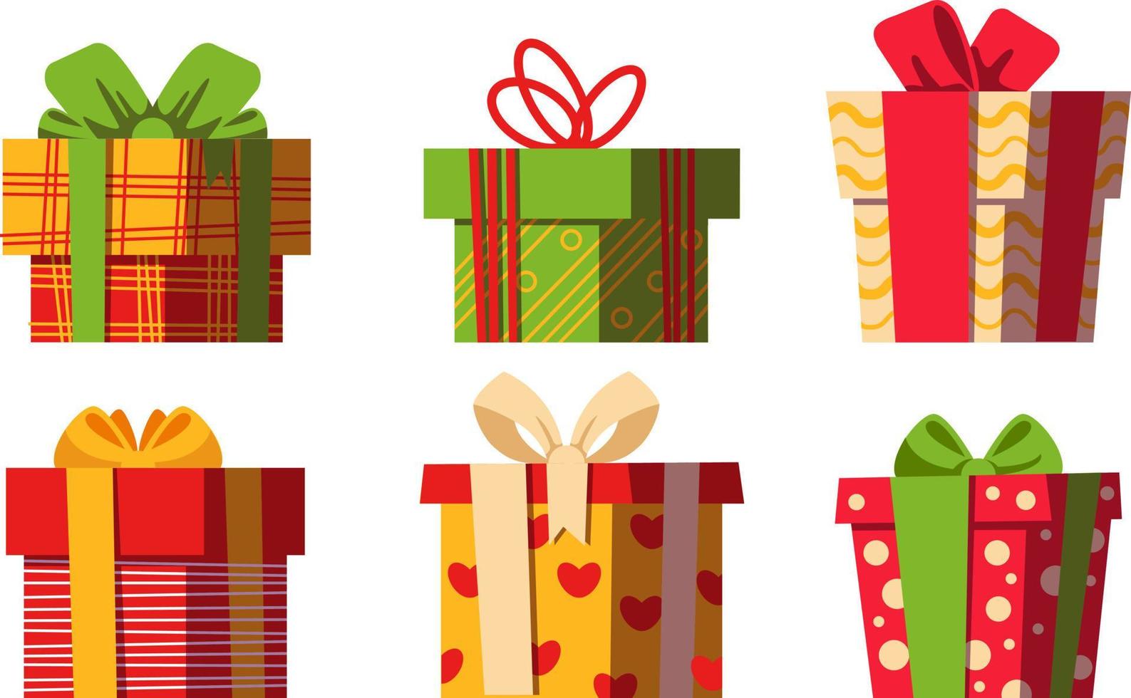 Vector set of different gift boxes.