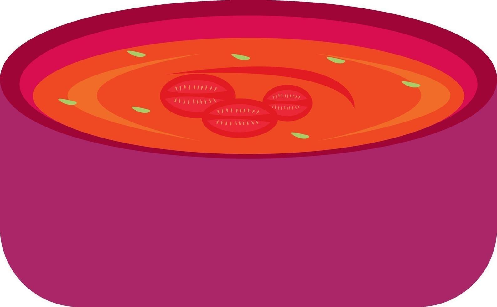 sopa de tomate, ilustración, vector sobre fondo blanco.