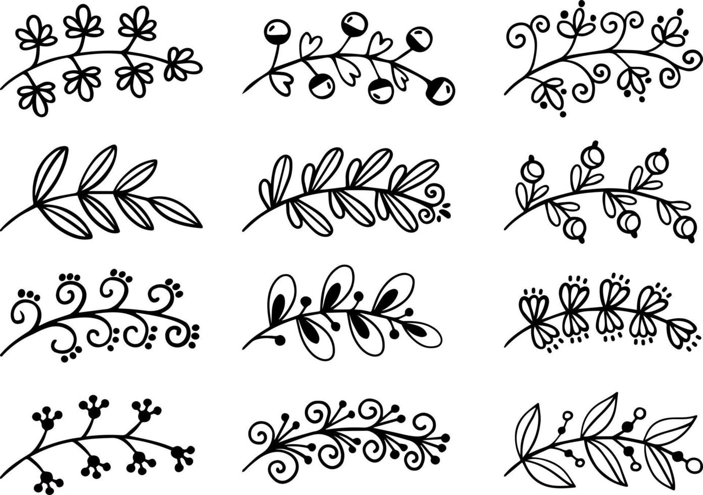 Stripes doodle flower and leaf free hand drawing sketch vector. Simple style vector