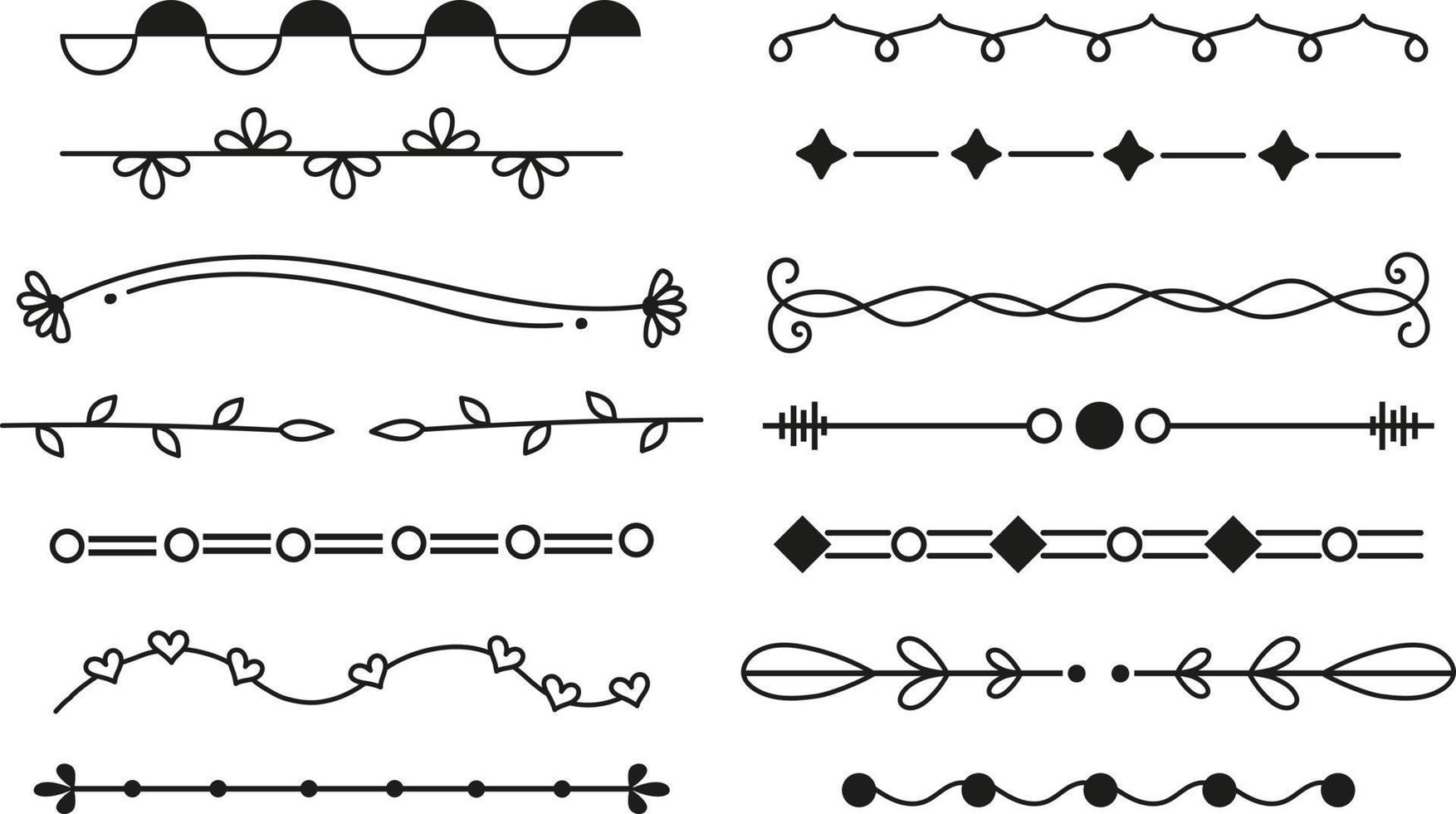 divisores de texto dibujados a mano y elementos gráficos. diseños florales vectoriales. ornamento vector