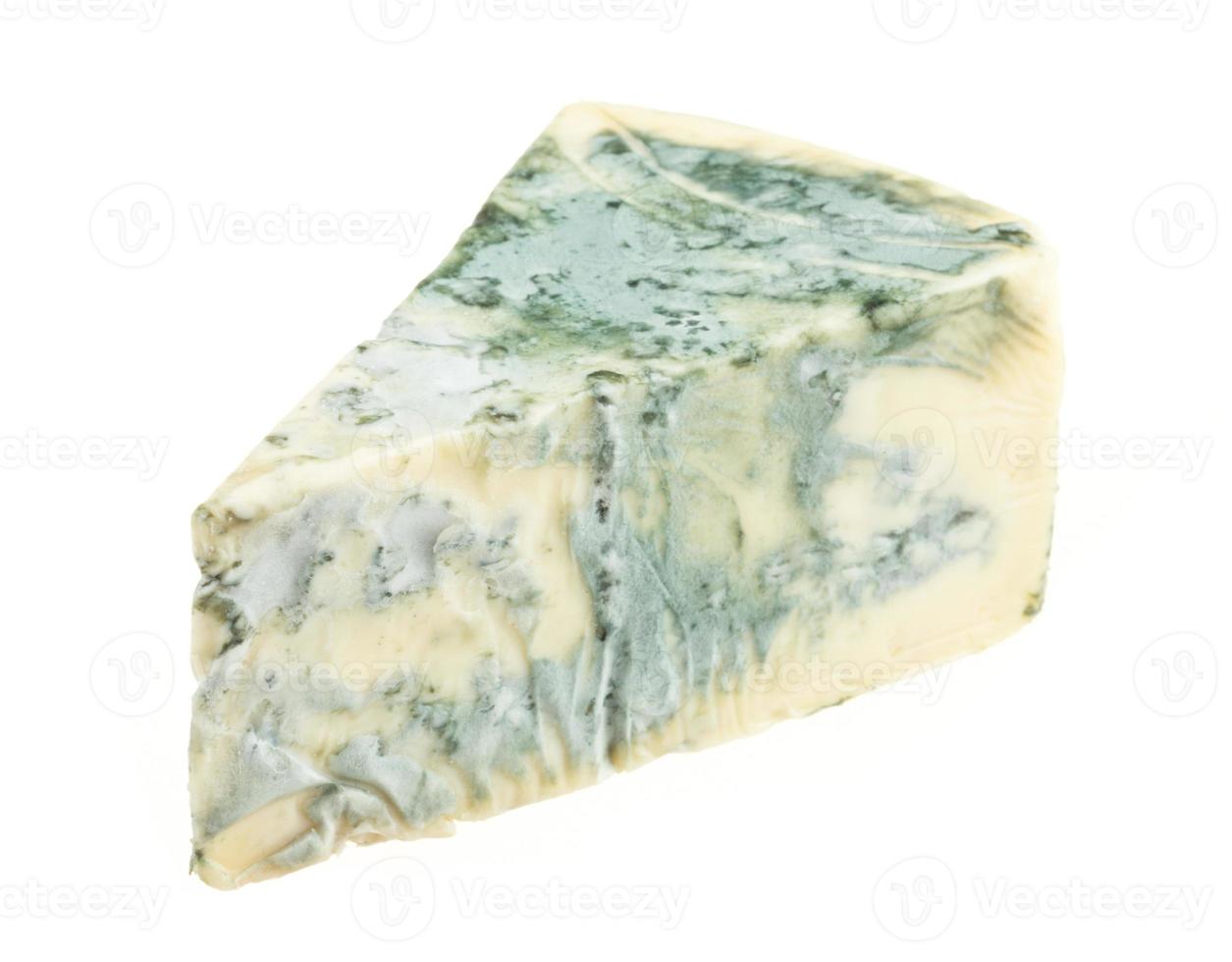 Wedge of soft blue cheese, isolated on white photo