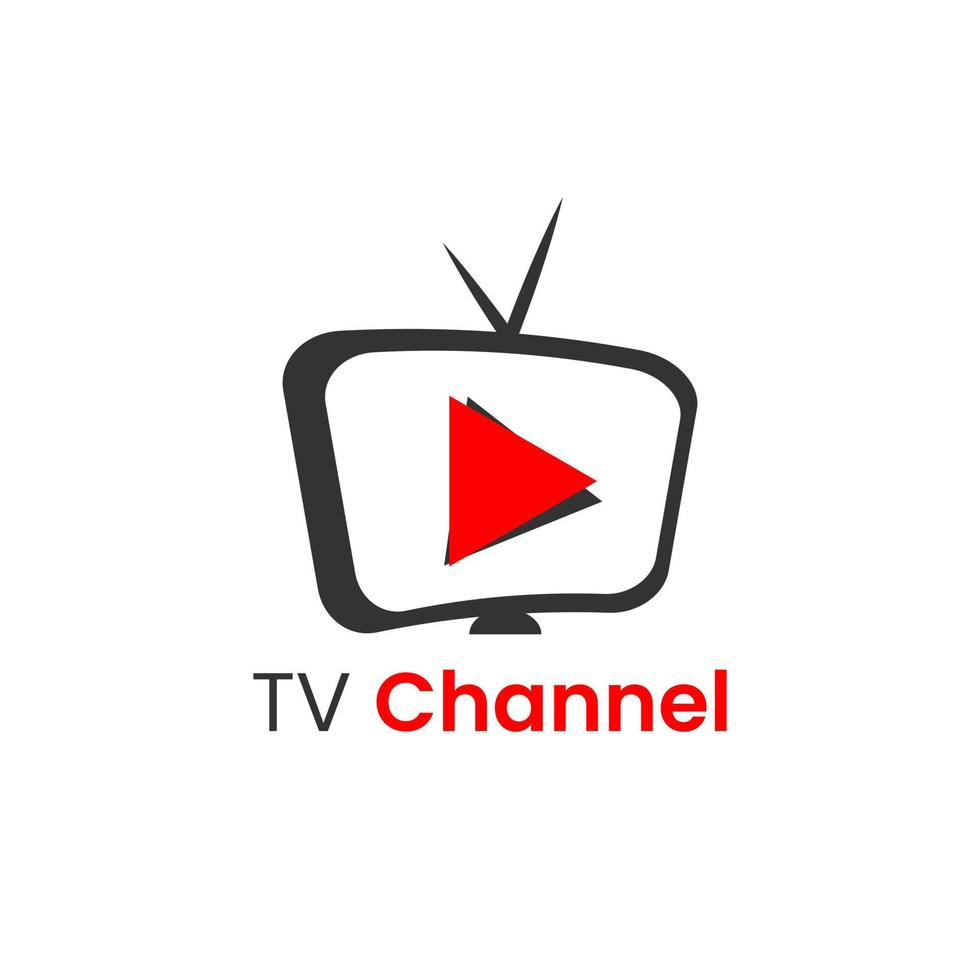 plantilla de vector de diseño de logotipo de botón de canal de tv