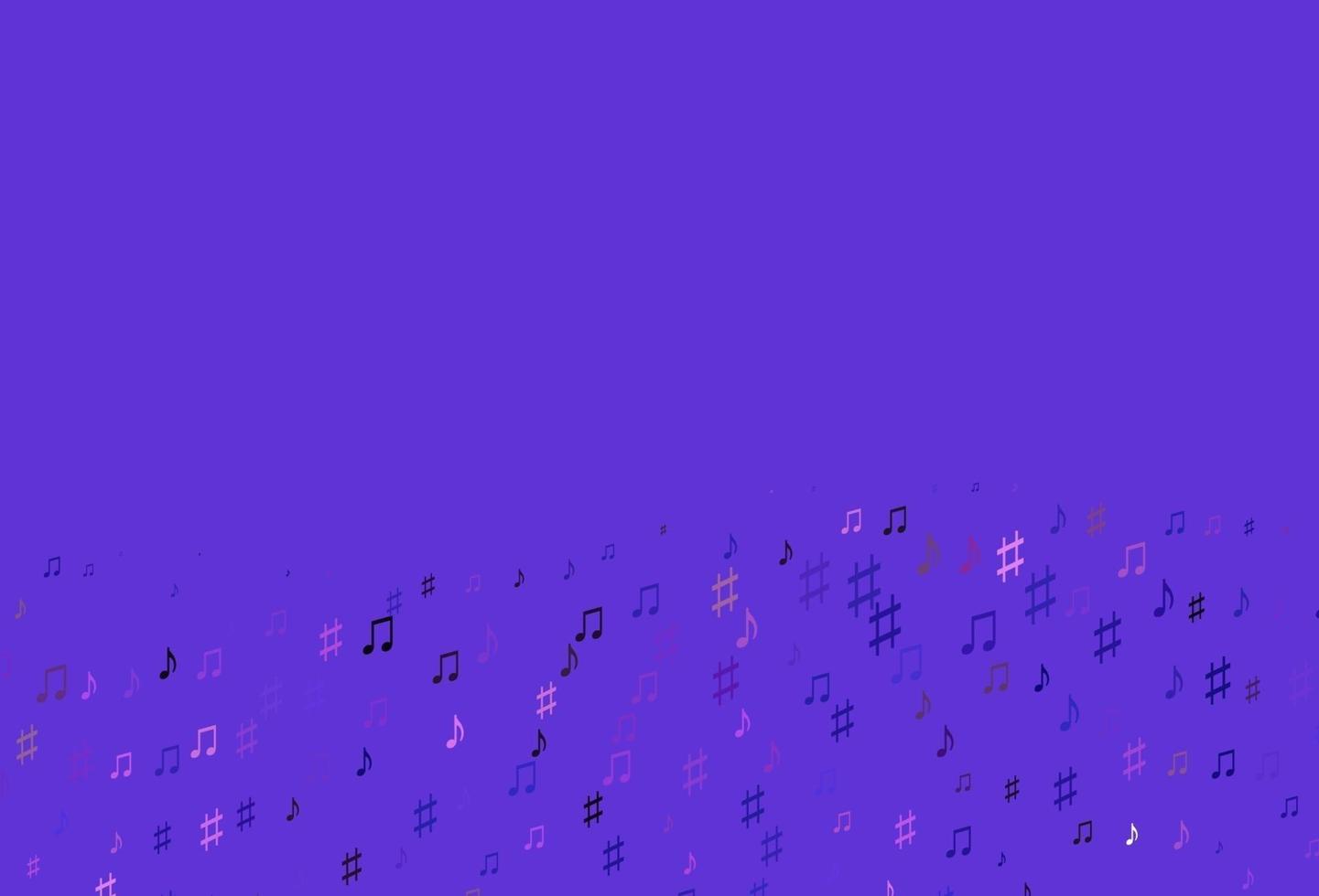 plantilla de vector de color rosa claro, azul con símbolos musicales.