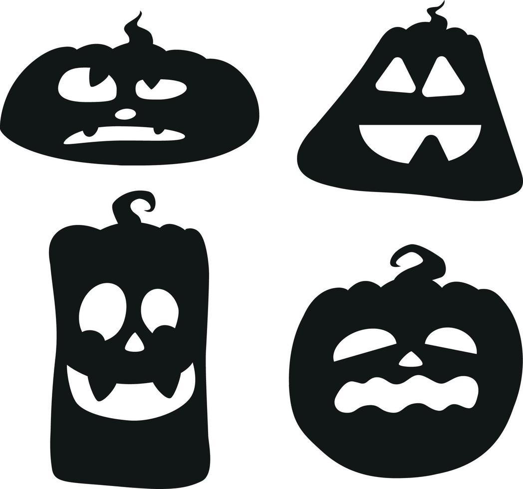 conjunto malvado de calabazas para halloween de octubre. cara de gato vector