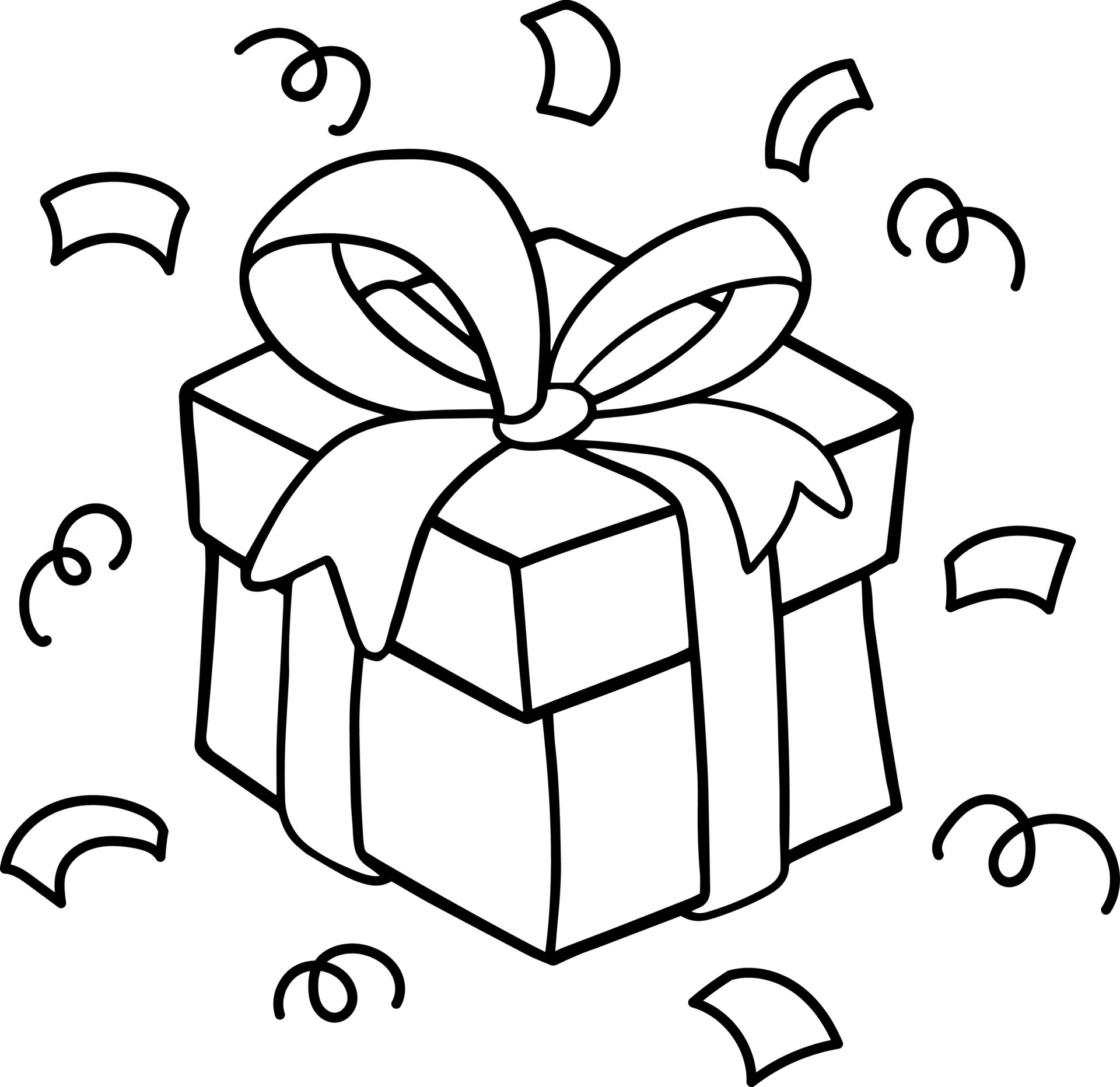 Gift box - a lined drawing. Vector illustration continuous line