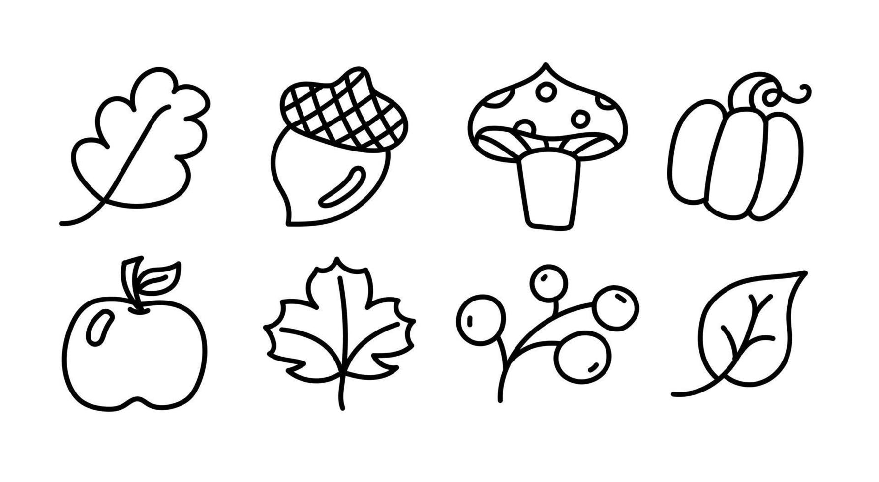 Autumn vector icon set outline