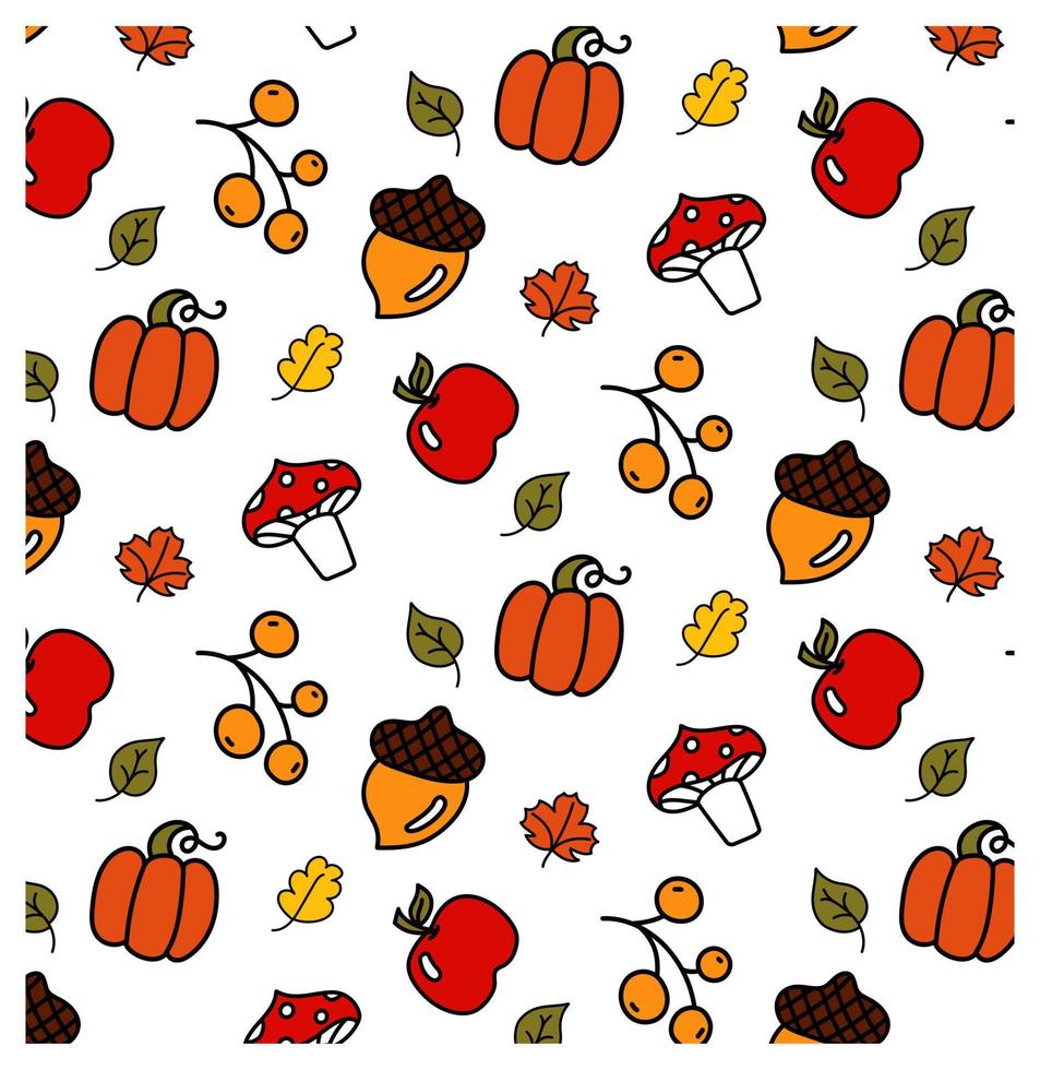 Vector seamless pattern with Autumn