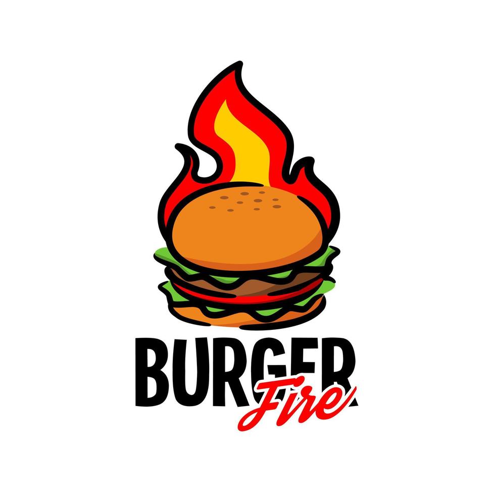 illustration of a burger with a flame. for burger restaurant or any business related to burger. vector