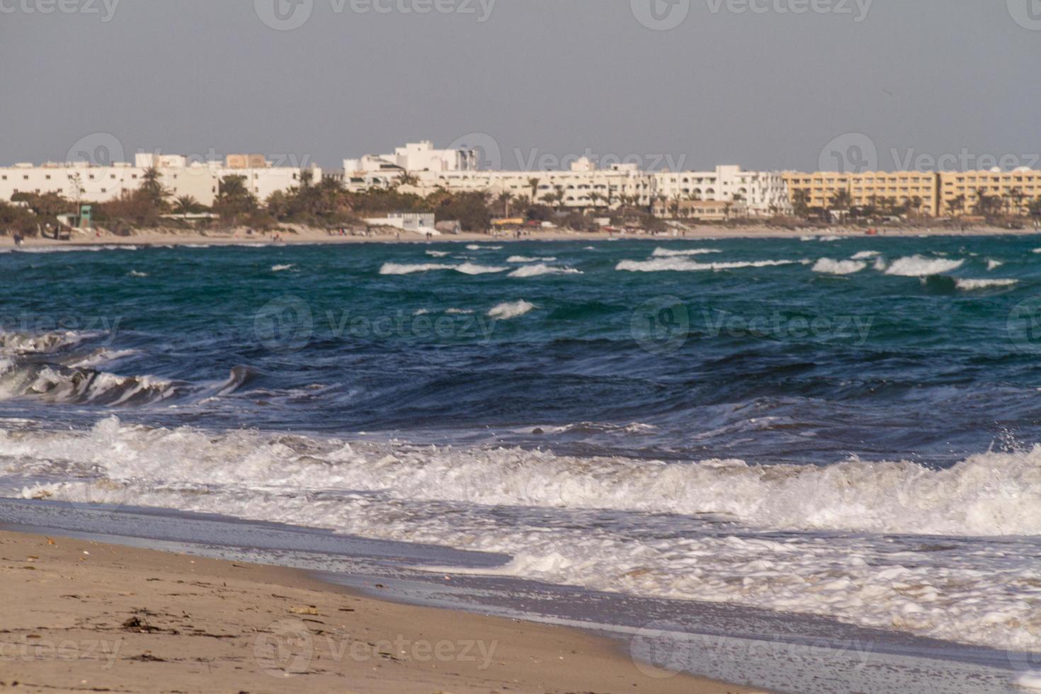 Scene at mediterranean beach resort in Tunisia. photo