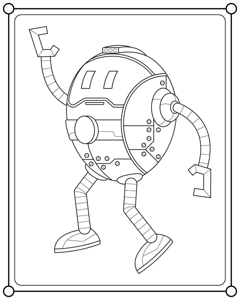 Cute robot suitable for children's coloring page vector illustration