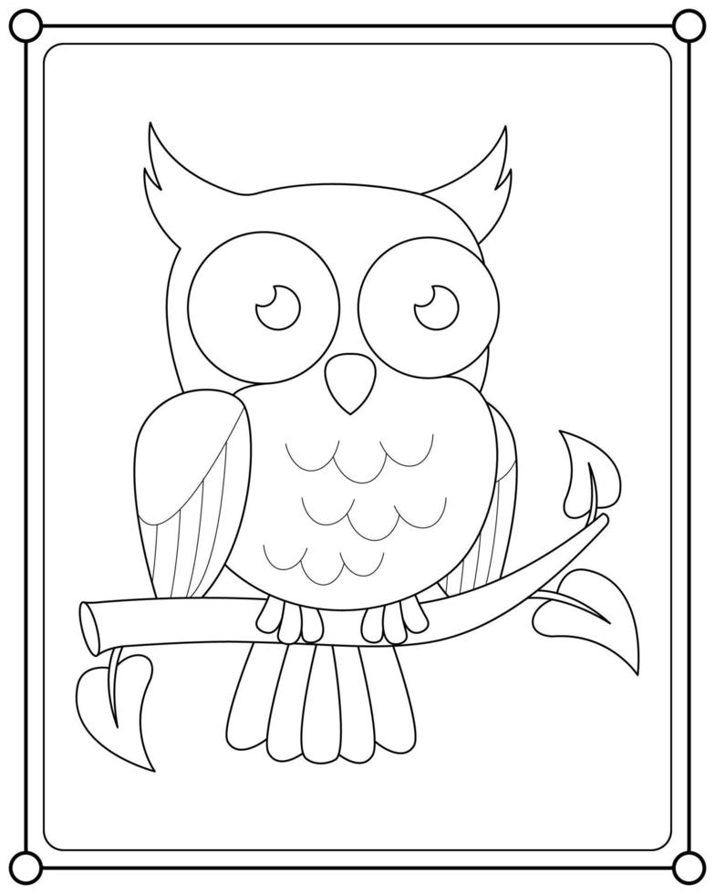 Cute owl suitable for children's coloring page vector illustration