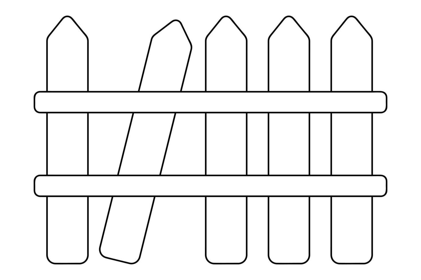 Fence. Wooden fence. Sketch. Thief protection. Horizontal border. Doodle style. vector