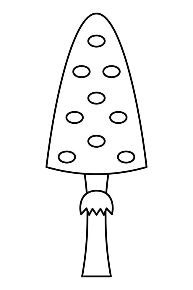 Fly agaric. Amanita - small poisonous mushroom. Sketch. Not an edible, hallucinogenic mushroom. On the hat are round spots. Halloween symbols. Doodle style. vector