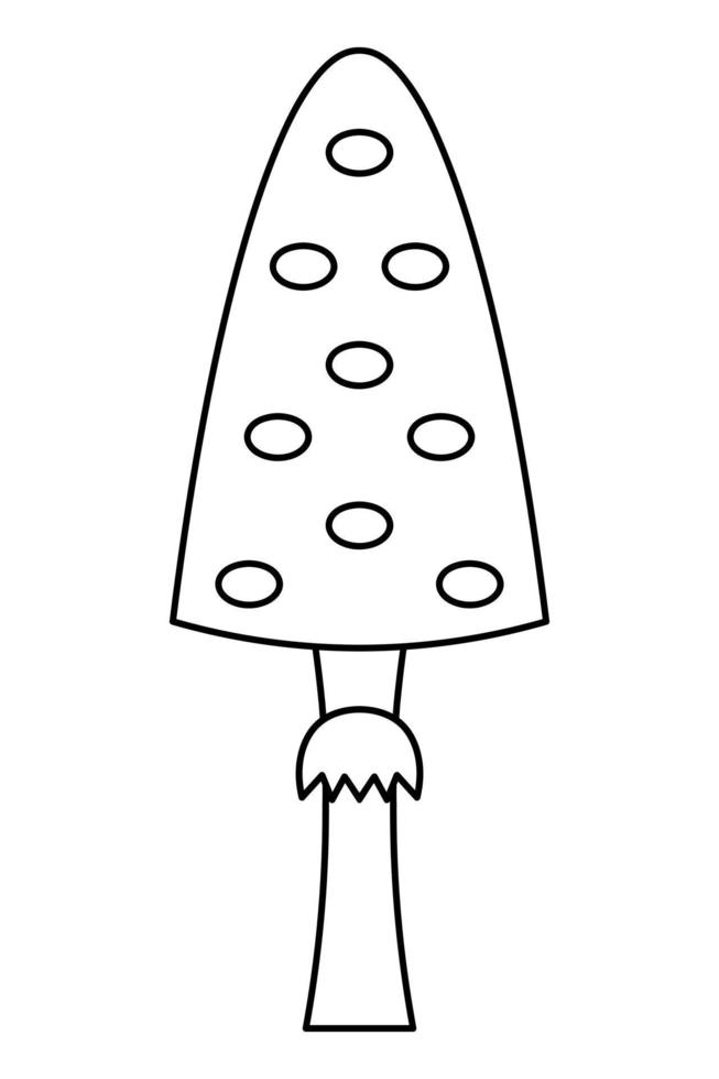 Fly agaric. Amanita - small poisonous mushroom. Sketch. Not an edible, hallucinogenic mushroom. On the hat are round spots. Halloween symbols. Doodle style. vector