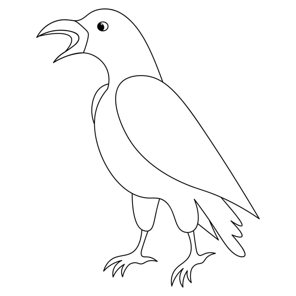 cuervo. el místico pájaro negro croa ruidosamente. bosquejo. mensajero del inframundo. pájaro carroñero. símbolo de Halloween. estilo garabato. vector